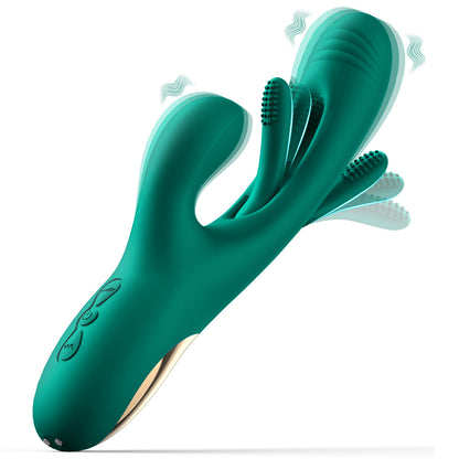 Vibrator Dildo Rabbit Sex Toys -LOVENOTE G Spot Vibrator Massager for Women Clitoral Nipple Stimulation, 3 in 1 Sex Toys with 14 Vibration & 7 Tongue Licking Flapping, Adult Product