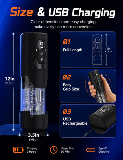 Mesterstar App-Controlled Automatic Male Masturbator with Thrusting & 360° Rotation