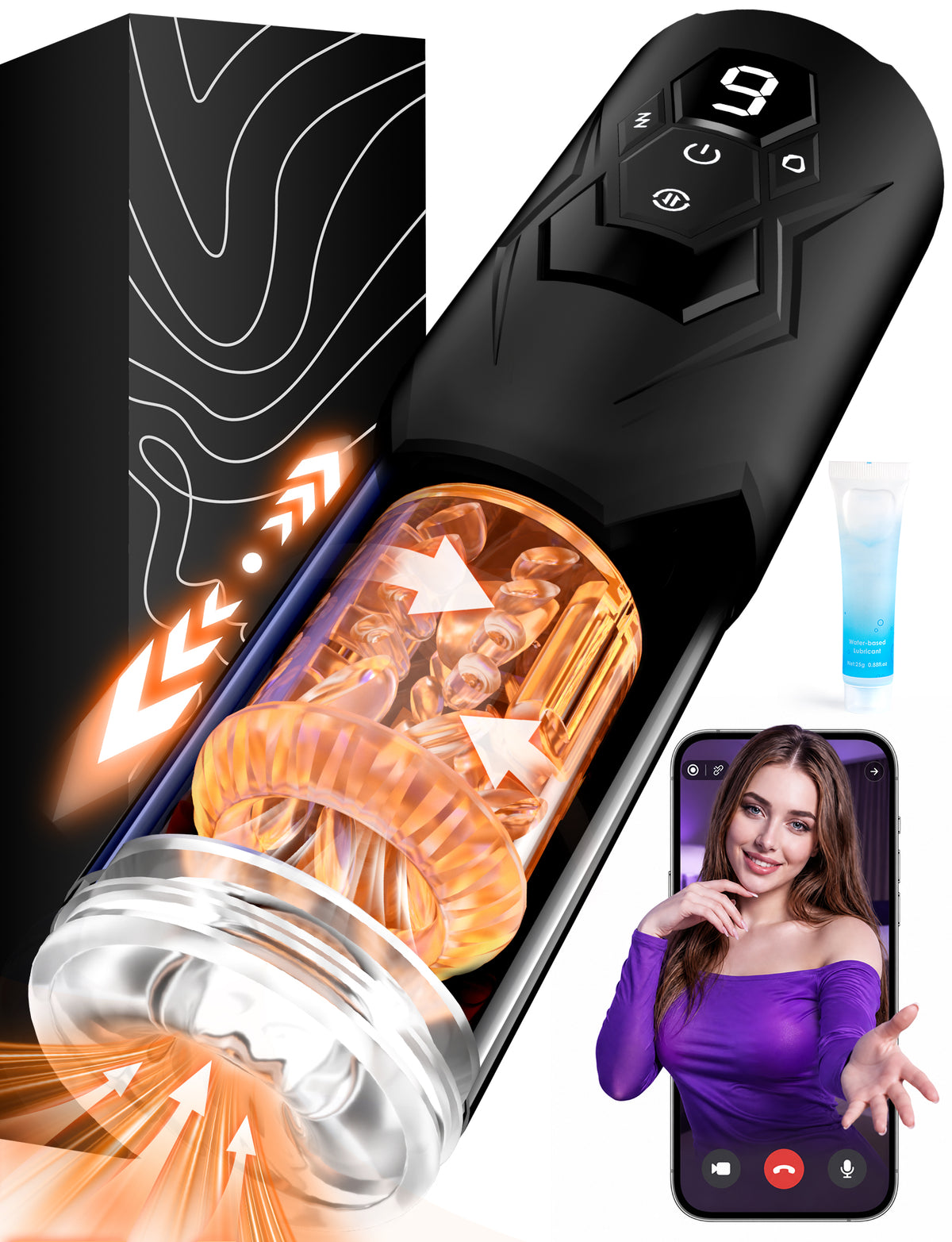 Mesterstar App-Controlled Automatic Male Masturbator with Thrusting & 360° Rotation